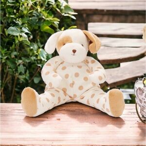NWT Bunnies by the Bay Plush Stuffed Skipit Puppy Dog, Polka Dot Ivory Cream